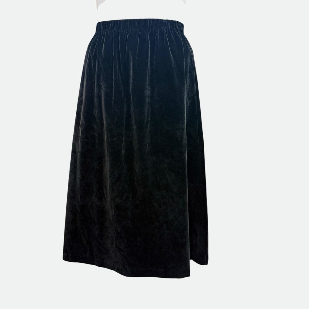 Vintage Blair Boutique Black Velvet Skirt 90s Gothic Holiday Midi Skirt Size L